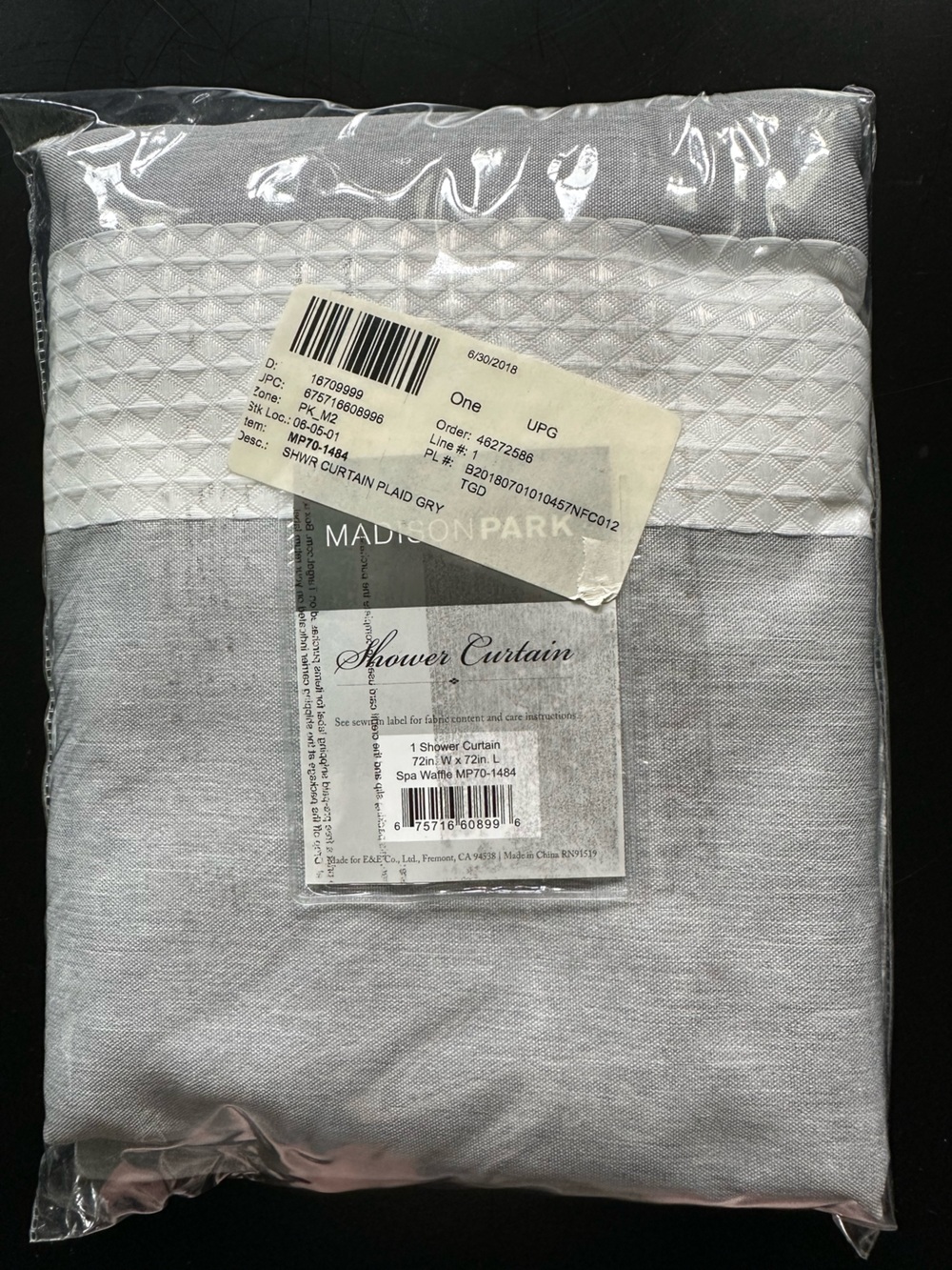 Madison Park Gray and White Textured Shower Curtain Panel